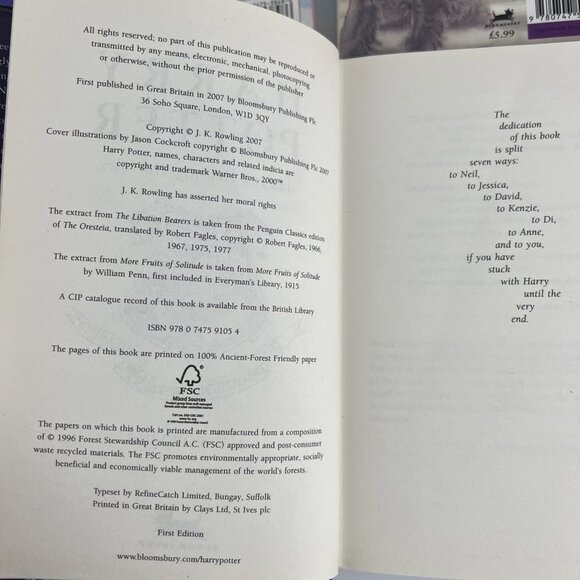 Lot of 5 Harry Potter Bloomsbury UK Book Stone Chamber Prisoner Goblet Hallows - Picture 10 of 16